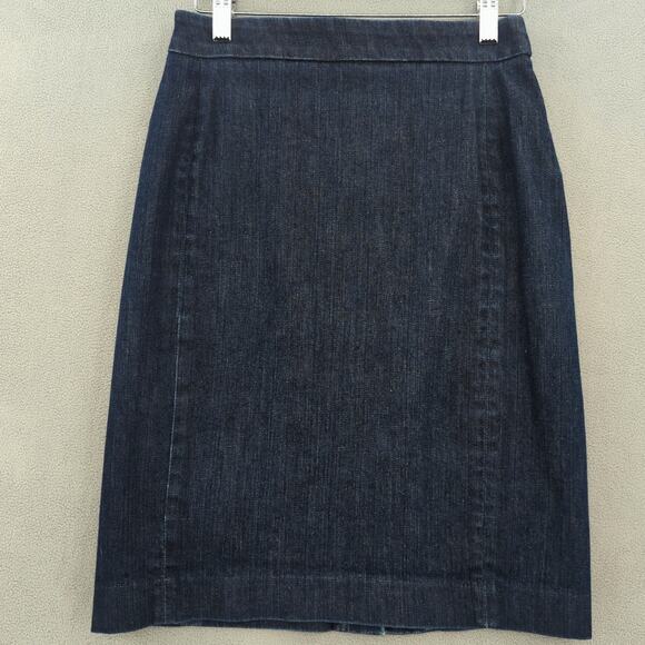 J Crew Skirt Womens 4 Denim Pencil Dark Wash Classic Preppy Casual Minimalist - Picture 1 of 8